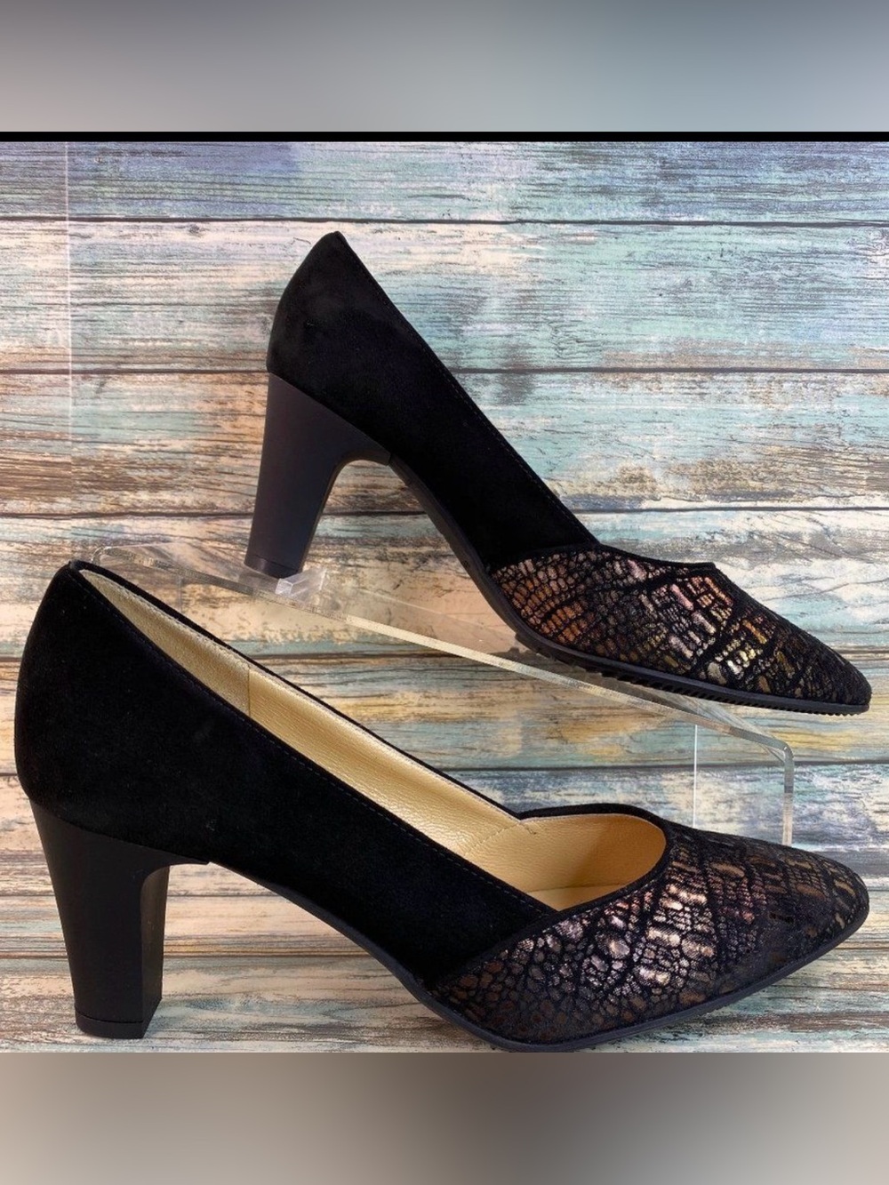 Brunate Pumps Black Suede Womens Size 7-7.5M Handmade Pointed Toe Formal